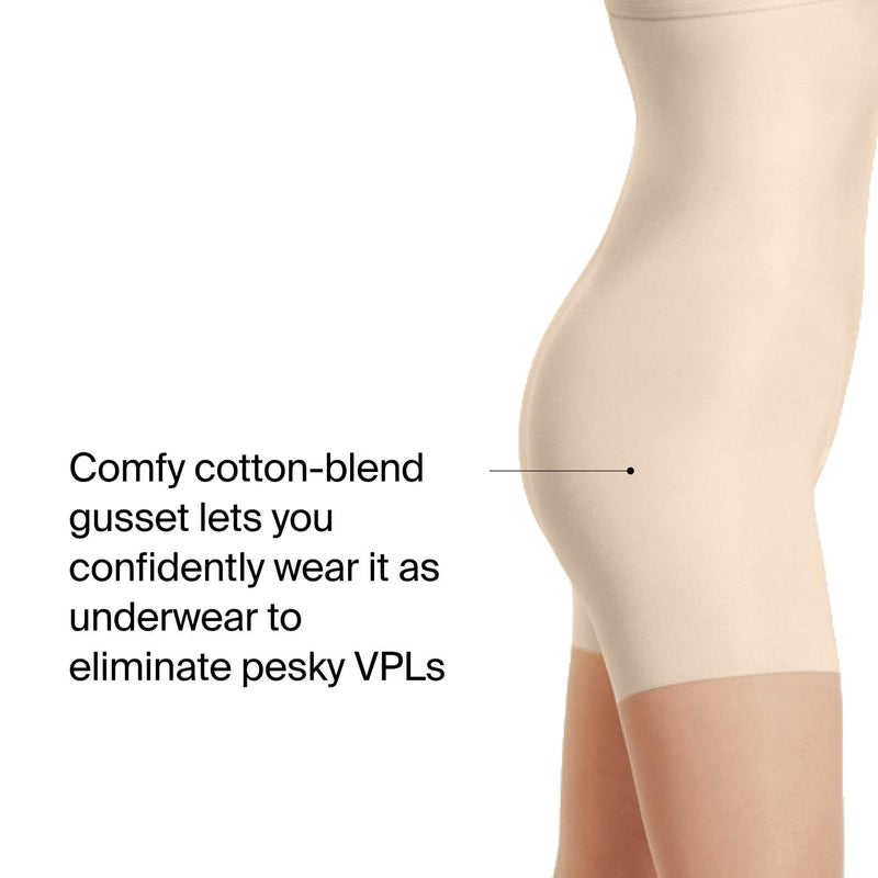 SPANXshape High-Waisted Mid-Thigh Sheers - Comfortable Tummy Control Shapewear - Sheer Pantyhose - No Visible Panty Lines - Color S4 - Size E - Image 4